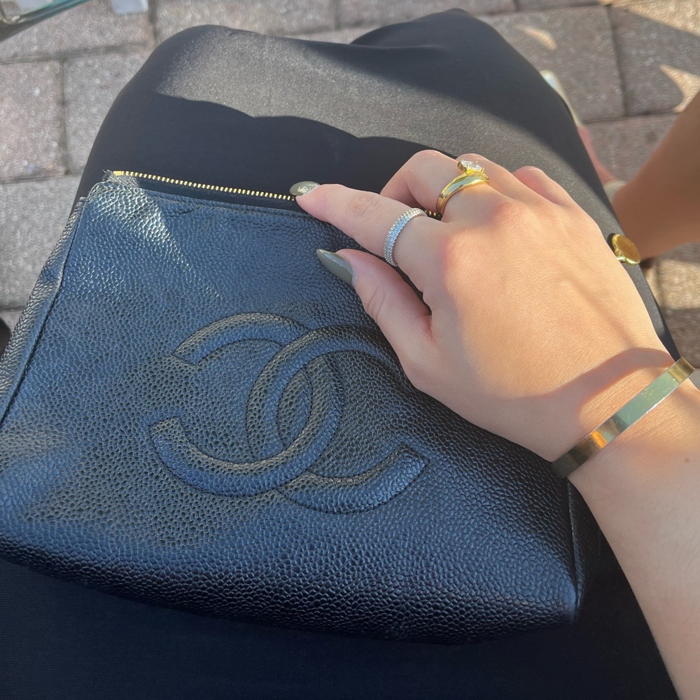 Vintage Chanel Black Caviar CC Clutch